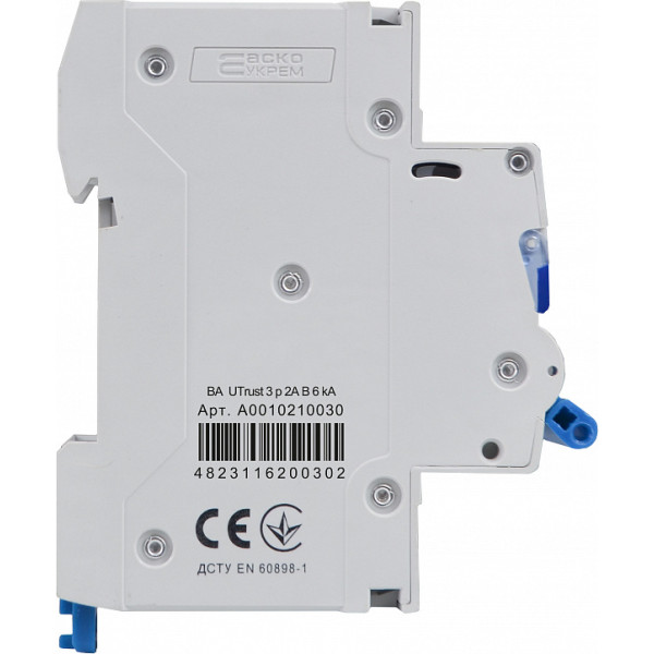 Автоматический выключатель Аско-Укрем UTrust 3р 2А B 6kА (A0010210030) - фото №2