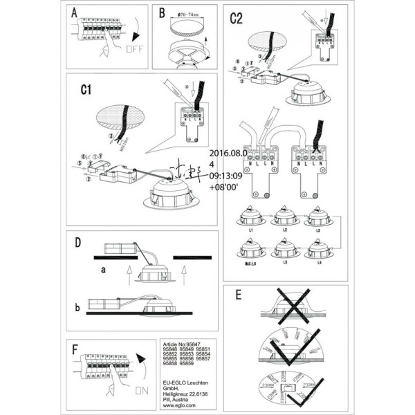 Точковий світильник Eglo 95854 Pineda Led 1x6W 3000K 500Lm IP20 Wh - фото №1