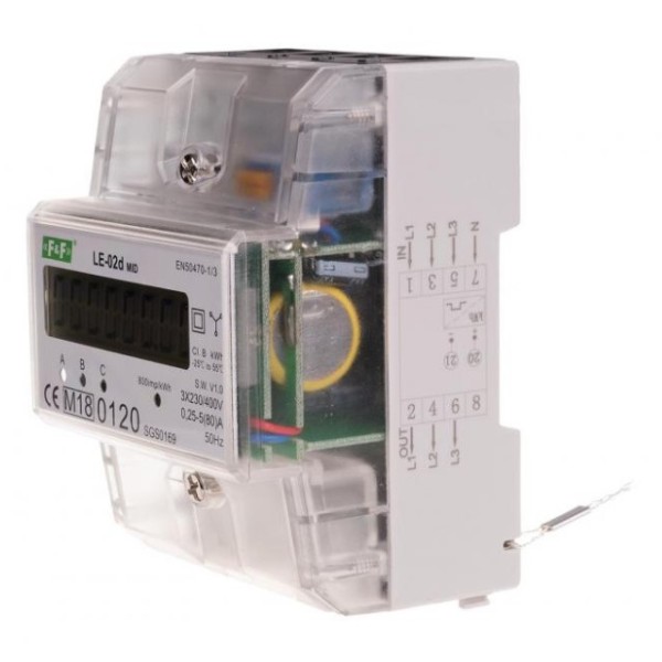 Трифазний лічильник електроенергії F&F LE-02D 3х230/400В 3х63А - фото №1