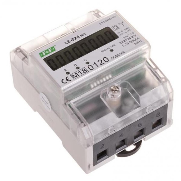 Трифазний лічильник електроенергії F&F LE-02D 3х230/400В 3х63А - фото №2