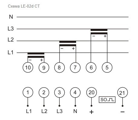 Трифазний лічильник електроенергії F&F LE-02D 3х230/400В 3х63А - фото №6