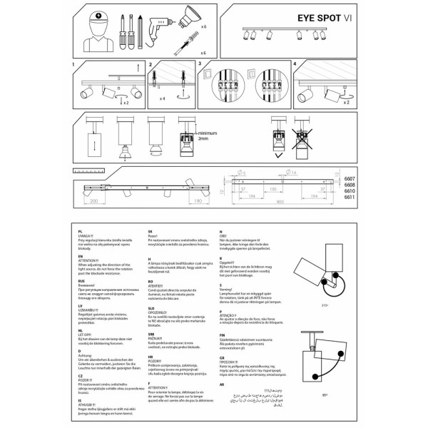 Светильник поворотный, спот Nowodvorski 6610 Eye spot GU10 6x10W IP20 Серый - фото №2