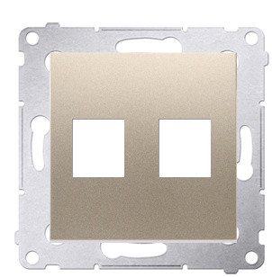Пряма інформаційна розетка Kontakt Simon Simon 54 Premium DKP2.01/44 під 2xRJ45 Keystone із супортом (золото)