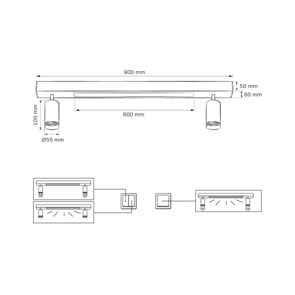 Светильник потолочный Goldlux 327383 Paris GU10+LED 3x10W+24W 4000K 1800Lm IP20 черный - фото №4
