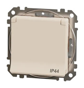 Розетка Schneider Electric Sedna Design & Elements с заземлением шторками и крышкой IP44 бежевая SDD212024 - фото №3