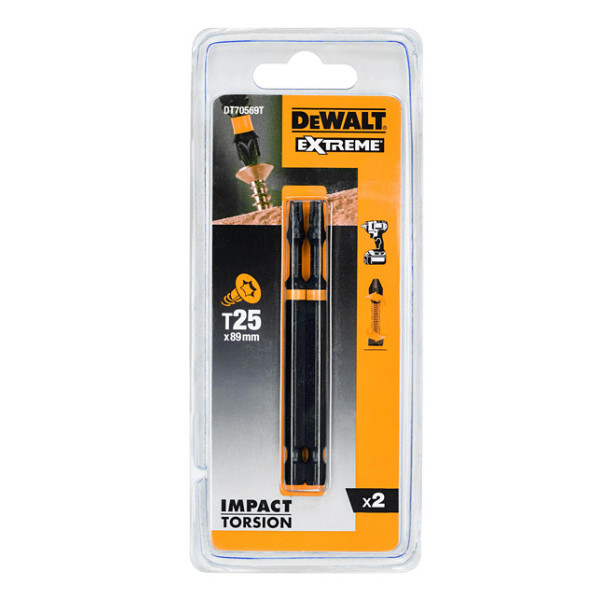 Ударні біти DeWALT Impact torsion T25 89мм (2шт) - фото №2