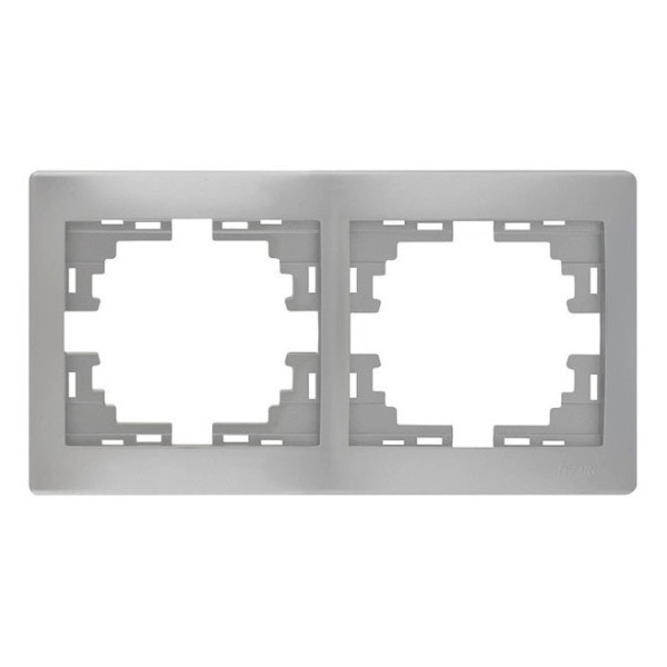 Рамка 2-местная горизонтальная серый металлик, Mira, Lezard