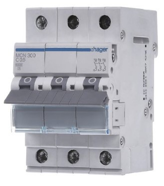 Автоматичний вимикач Hager MCN300 6кА C 0.5A 3P