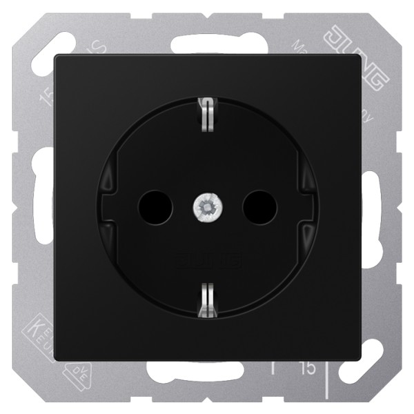 Розетка з накладкою Jung Eco Profi EP1420SWM із заземленням чорний матовий