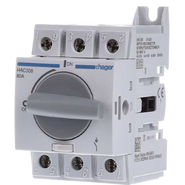 Рубильник Hager HAC308 3P 80А