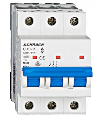 Автомат захисту мережі 10А 3P 6кА, Schrack Technik