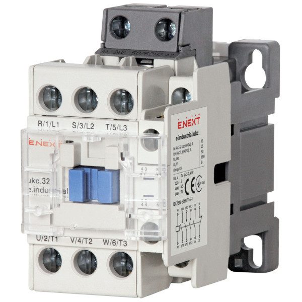 Контактор e.industrial.ukc.32.24, 32А, 24В, 3P, no+nc E-Next