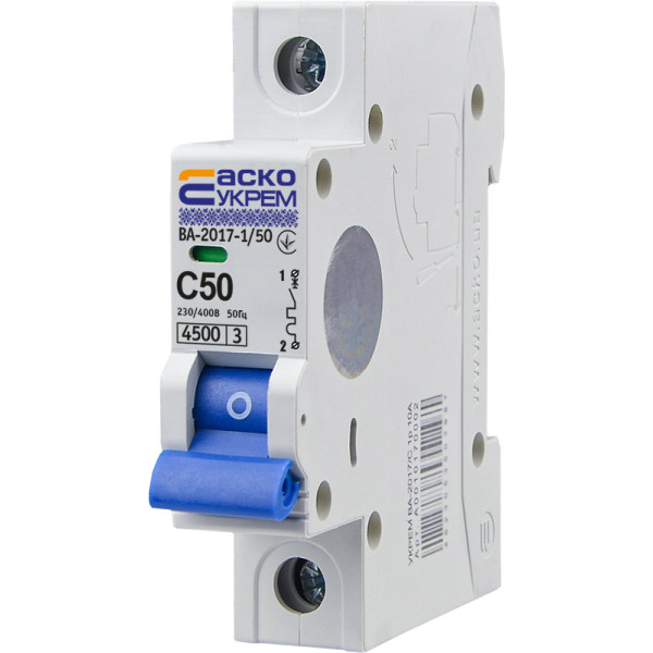 Модульный автоматический выключатель Аско-Укрем ВА-2017/C 1р 50А (A0010170008) - фото №2