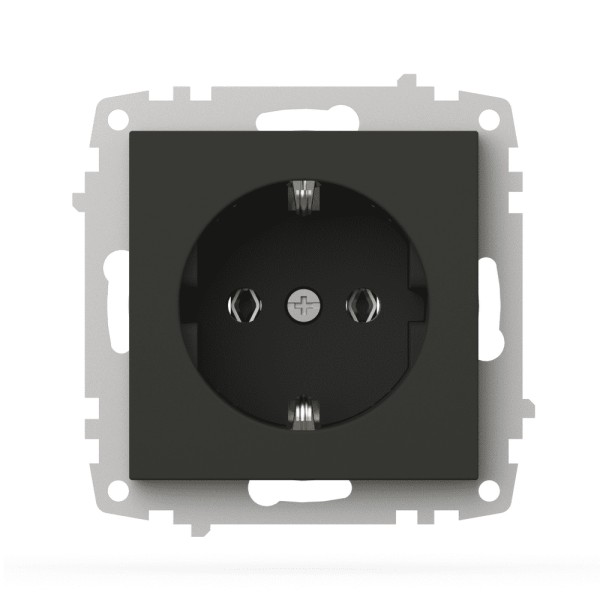 Розетка EL-BI VEGA антрацит мат 1-на с заземлением без рамки ( 609-016700-217 )