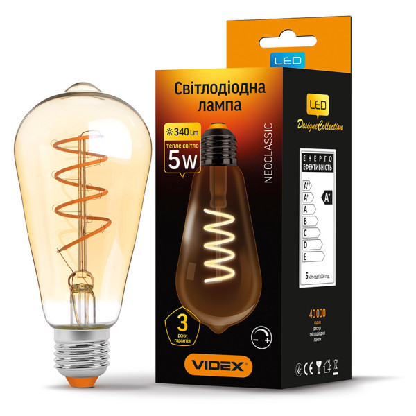 Димерная филаментная лампа Videx Filament ST64FASD E27 5Вт 2200K (VL-ST64FASD-05272) бронза - фото №1