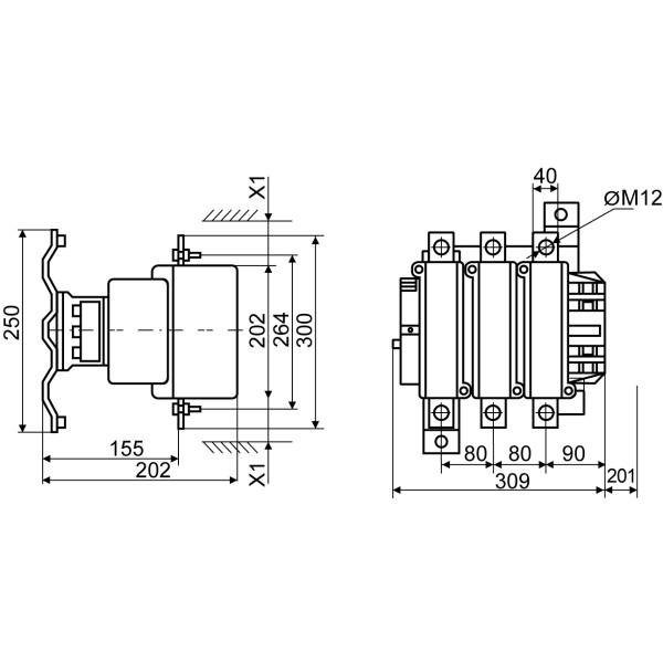 Корпусный контактор Аско-Укрем KM 630 М7 220В LC1-F630 (A0040020017) - фото №3