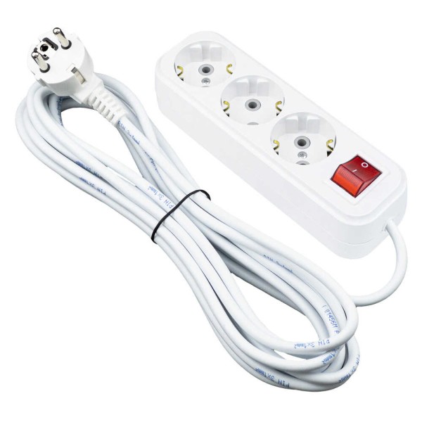 Подовжувач PIN 3р 5м 3х1 з заземленням з вимикачем ( 803053 )