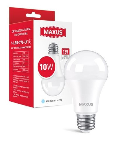 Низковольтна лампа Maxus A60 10Вт 4100K 12-36В AC/DC E27 (1-LED-776-LV) - фото №1