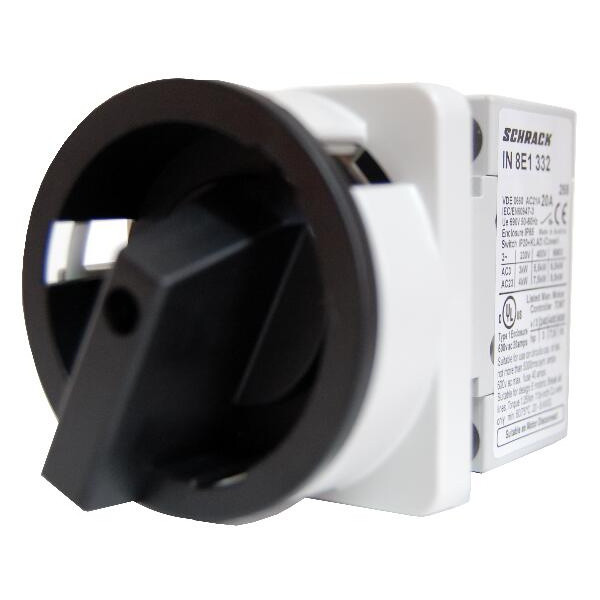 Чорний головний вимикач Schrack IN8E1338 30кВт 80А, на 3 положення