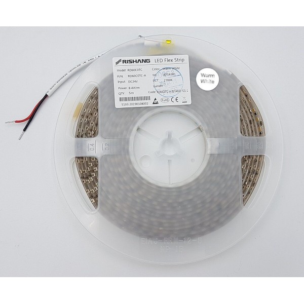 LED лента RISHANG  120-2835-24V-IP65 8.6W 630Lm 3000K 5м (RD60C0TC-B-SW) - фото №1