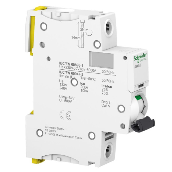 Автоматический выключатель Schneider Electric iC60N A9F75120 1P 20A D - фото №2