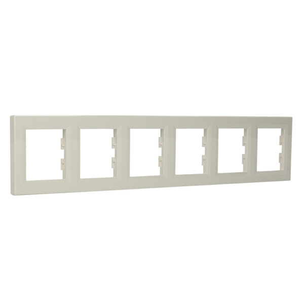 Рамка 6-местная горизонтальная кремовая Asfora, EPH5800623 - фото №1