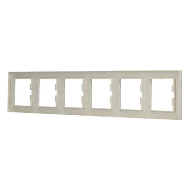 Рамка 6-местная горизонтальная кремовая Asfora, EPH5800623 - фото №3