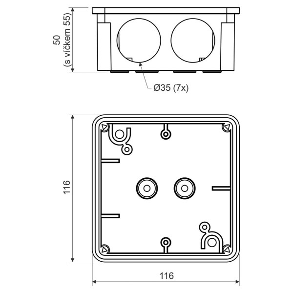 Распределительная коробка Kopos 8110 KA (8595057655997) IP54 116х116х55мм - фото №1