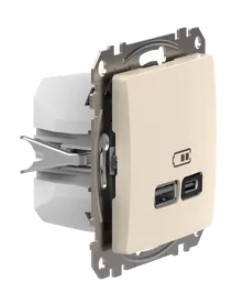 Розетка USB Schneider Electric Sedna Design & Elements A+C 3A 45Вт бежевая SDD112404 - фото №1