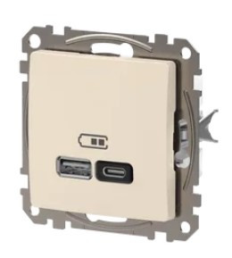 Розетка USB Schneider Electric Sedna Design & Elements A+C 3A 45Вт бежевая SDD112404 - фото №4
