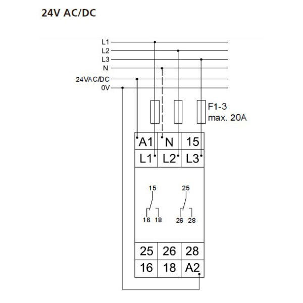 Реле контролю фаз UR6 2С 3Р 24-240В AC/DC, Schrack Technik - фото №3