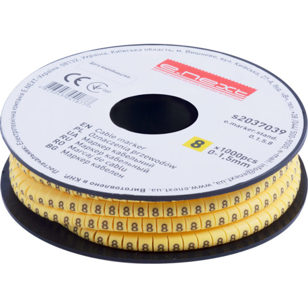 Кабельный маркер E.Next e.marker.stand.0.1.5.8 0-1,5 кв.мм 8 1000шт (s2037039)