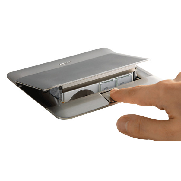 Лючок с выдвижным блоком розеток Legrand 54023 8М (нержавеющая сталь) - фото №2