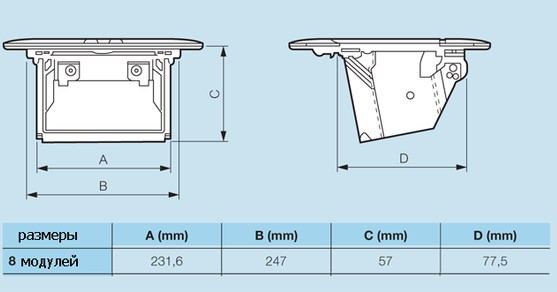 Лючок с выдвижным блоком розеток Legrand 54023 8М (нержавеющая сталь) - фото №6