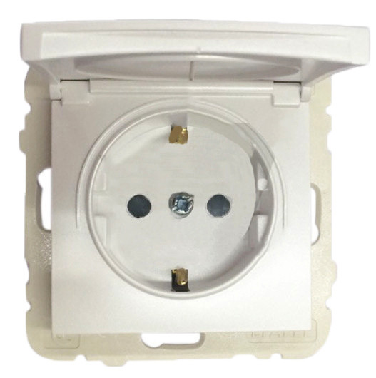 Одинарная розетка с крышкой Logus 20634 TBR 2P+Z Шуко 16А 250В белая