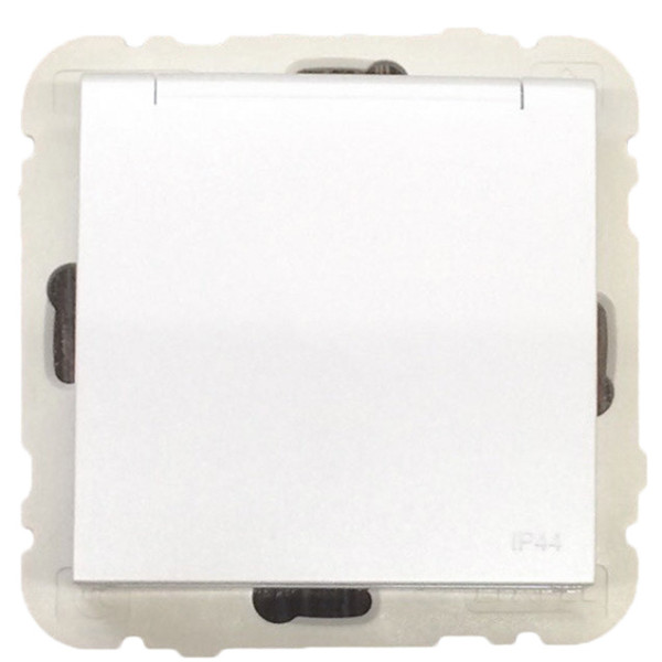 Одинарная розетка с крышкой Logus 20634 TBR 2P+Z Шуко 16А 250В белая - фото №1