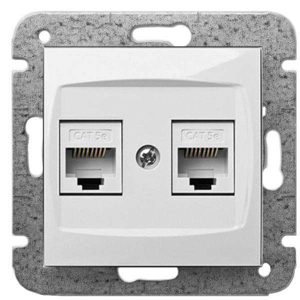 Двомісна комп'ютерна розетка Elektro-Plast Carla 1749-10 2хRJ45 (білий)