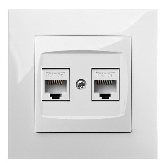 Двомісна комп'ютерна розетка Elektro-Plast Carla 1749-10 2хRJ45 (білий) - фото №1