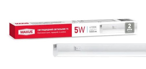Лінійний світильник Maxus T5 5Вт 4100K 300мм з кнопкою (1-MT5-0305) - фото №2