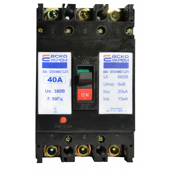 Силовой автоматический выключатель Аско-Укрем ВА-2004N/125 3р 40А (A0010040077) - фото №1