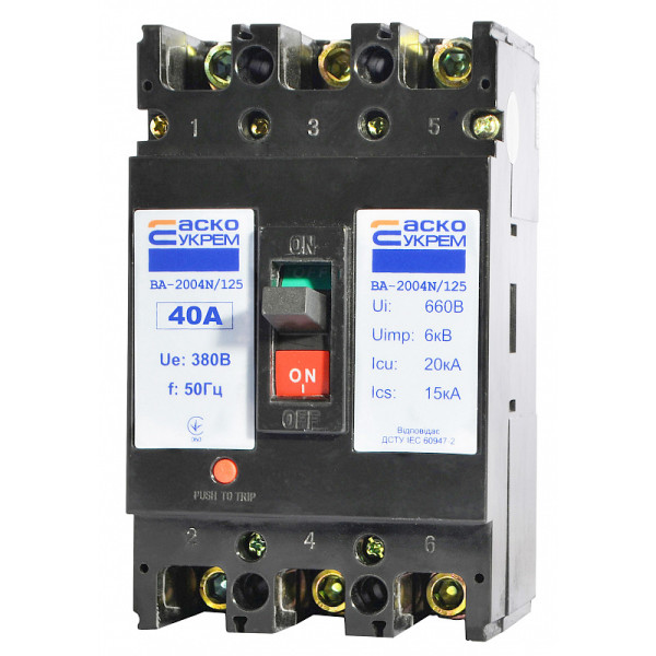 Силовой автоматический выключатель Аско-Укрем ВА-2004N/125 3р 40А (A0010040077) - фото №2