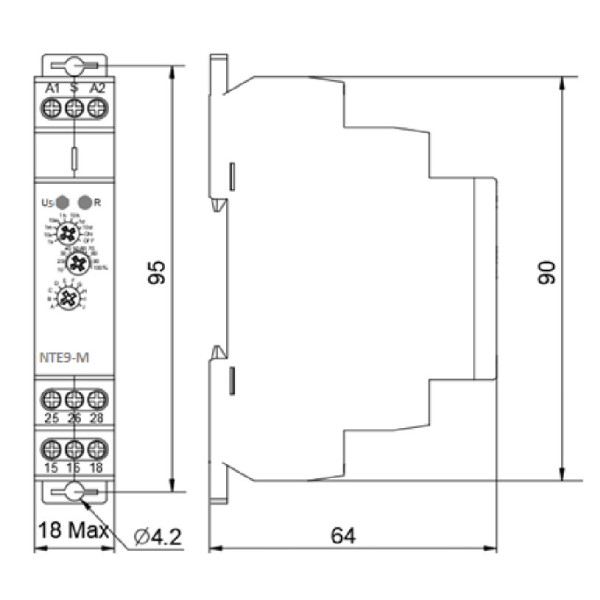 Багатофункціональне реле часу Аско-Укрем NTE9-M2 DPDT (A0010240006) - фото №7