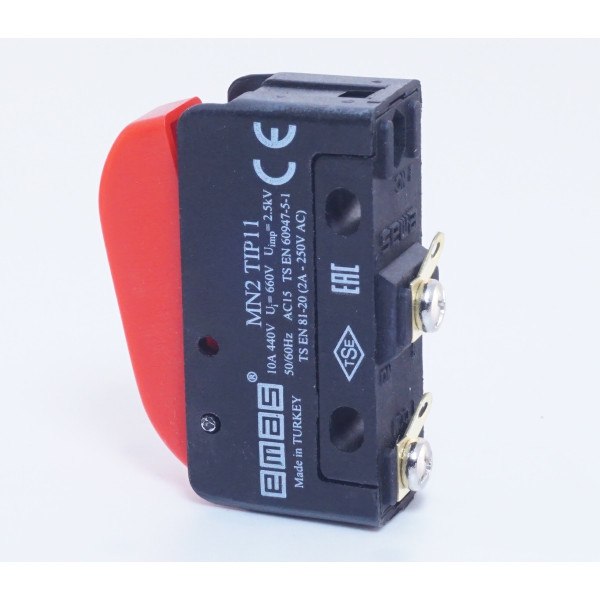 Кінцевий міні-вимикач EMAS MN2TIP11 з червоною пластиковою клавішою 1НВ - фото №7