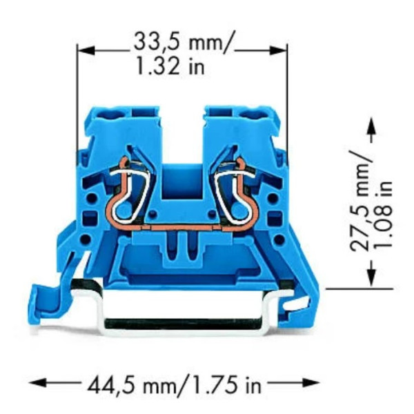 Двопровідна компактна клема Wago 870-904 TS35 (синя) - фото №2