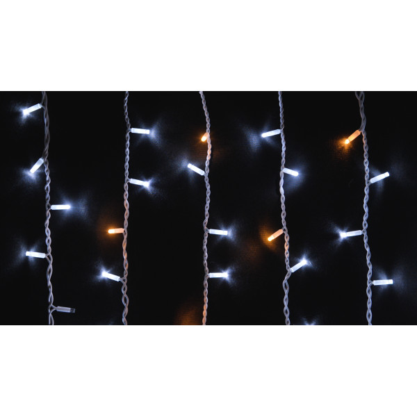 Біла вулична LED гірлянда Delux EN ICICLE 108LED (90015177) 2x1м 27 жовтих діодів, що миготять IP44 - фото №1