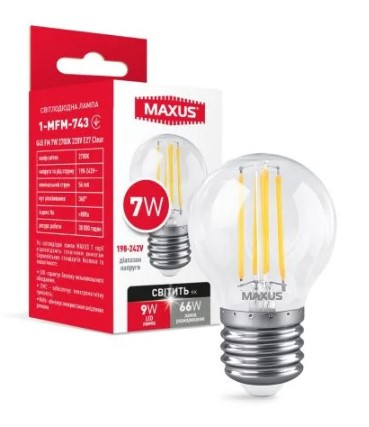 Філаментна світлодіодна лампа Maxus G45 FM 220Вт E27 Clear (1-MFM-743) - фото №1