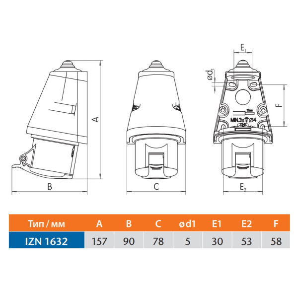Настенный разъем Sez IZN1632 - фото №1