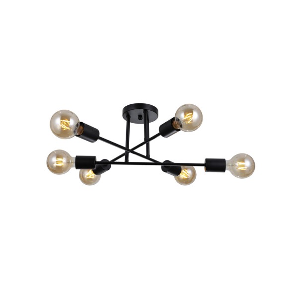 Люстра Italux PND-4052-6-BL Formio E27 6x40W IP20 черная - фото №1