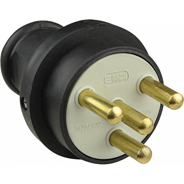 Каучуковая вилка Аско-Укрем ВК 3Р+РЕ 25А (A0250010003) - фото №1