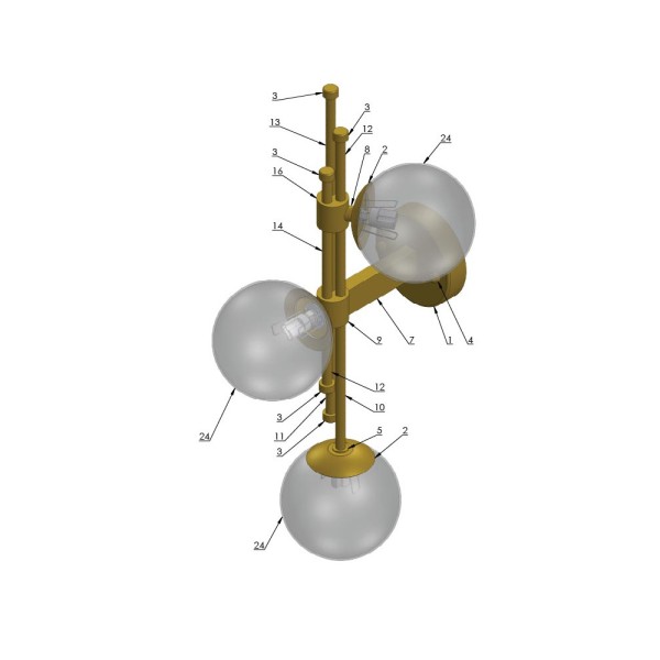 Бра, настінний світильник Pikart 31045-4 G9 3x60W IP20 - фото №1